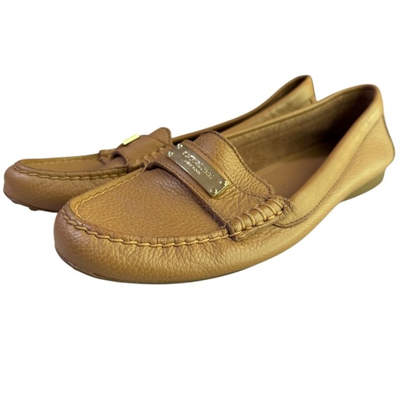 Coach Fredrica Tan Pebbled Leather Diving Mocs Flats Loafers Size 7.5 - Picture 2 of 14